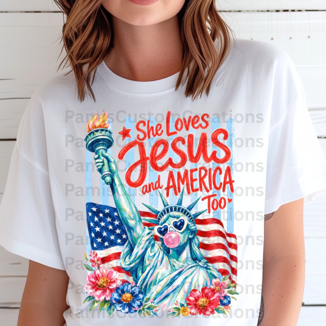 "She Loves Jesus And America" Graphic Tee